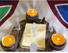 Load image into Gallery viewer, Wood Pentagram Candle holder

