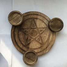 Load image into Gallery viewer, Wood Pentagram Candle holder
