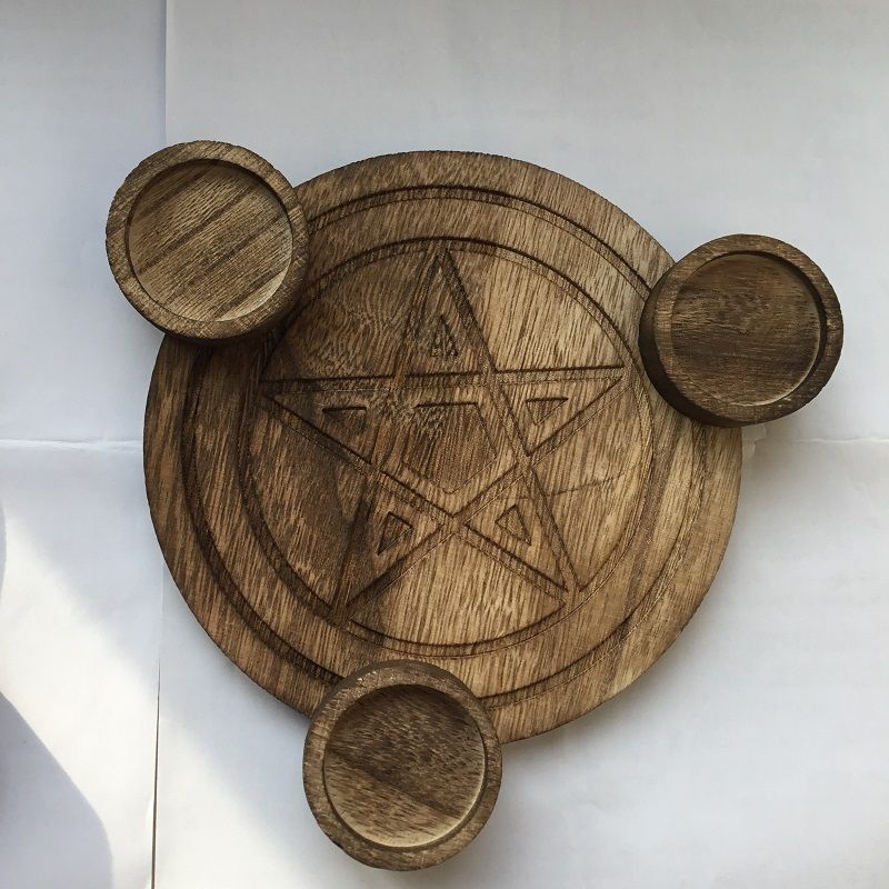 Wood Pentagram Candle holder